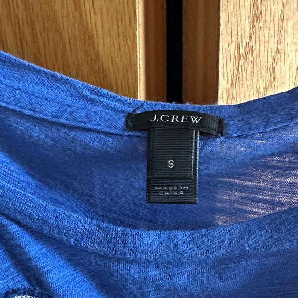 J. Crew Royal Blue Blouse with White Floral Embroidery - Picture 2 of 3